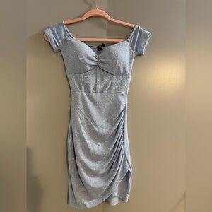 Windsor Light Blue Sparkle Off-Shoulder Midi Dress